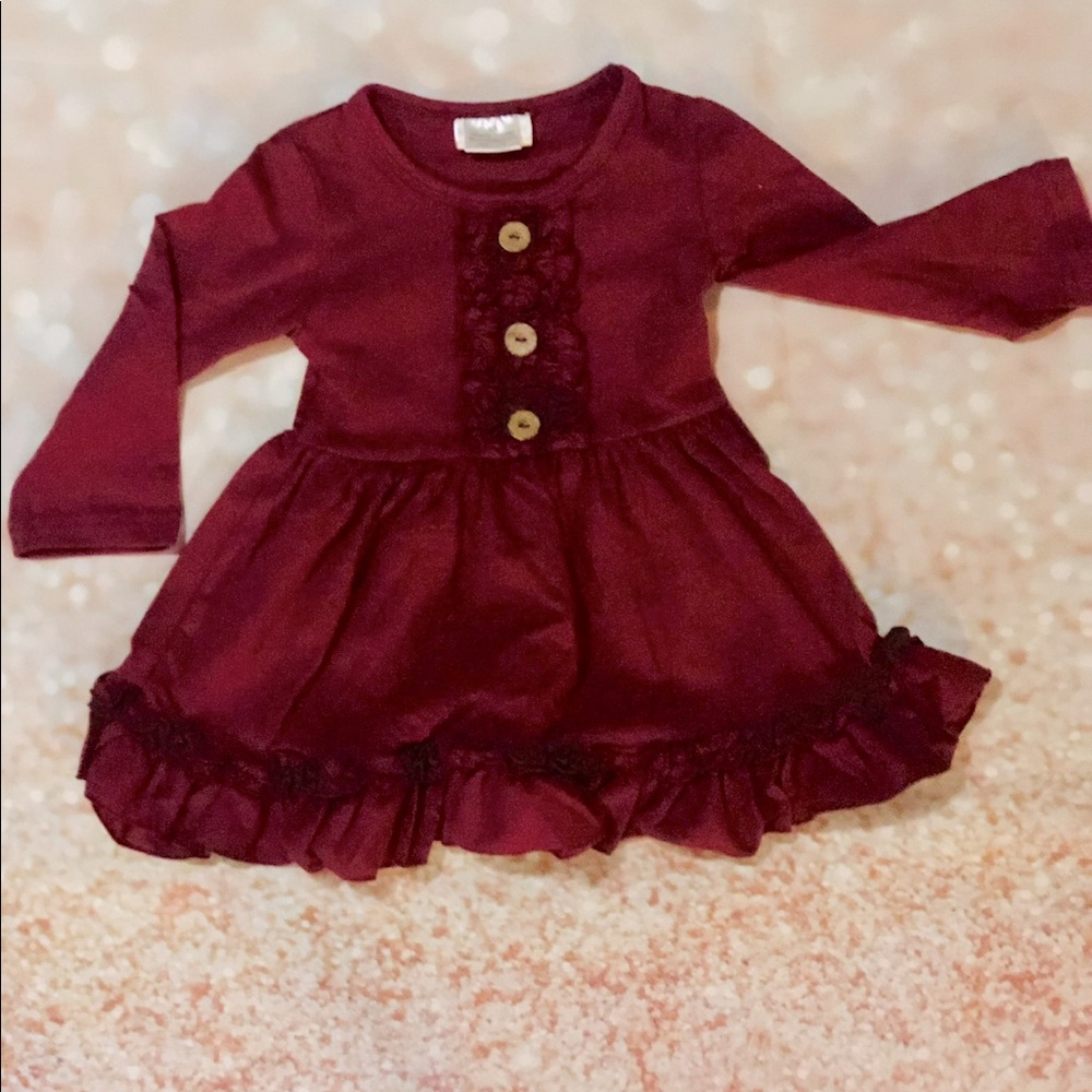 Toddler and girls little boutique maroon dresses